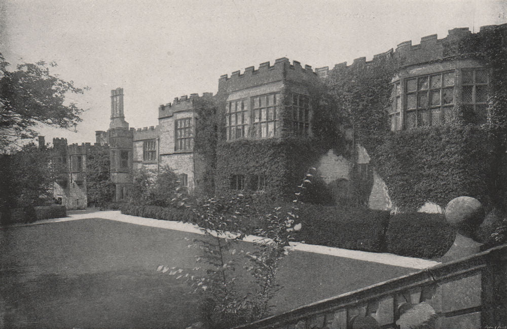 DERBYSHIRE. Haddon Hall 1900 old antique vintage print picture